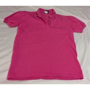 Nike Polo Shirt Womens Small Pink Excellent Puff Sleeve Snap Button Sporty Top